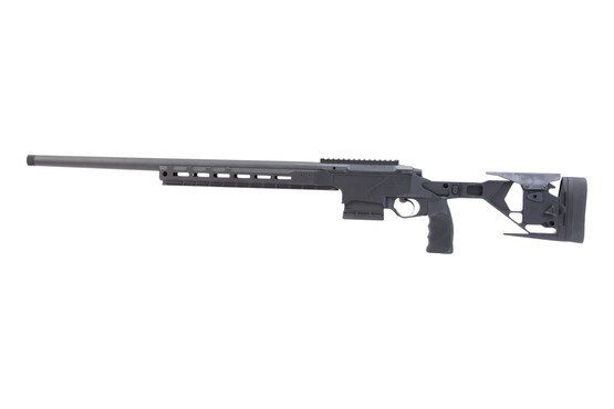6mm Creedmoor bolt action rifle, black.